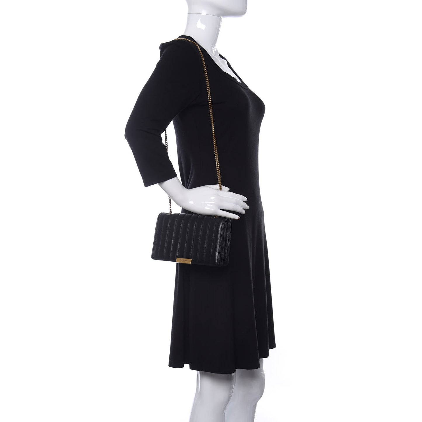 Lambskin Matelasse Amalia Chain Shoulder Bag Black