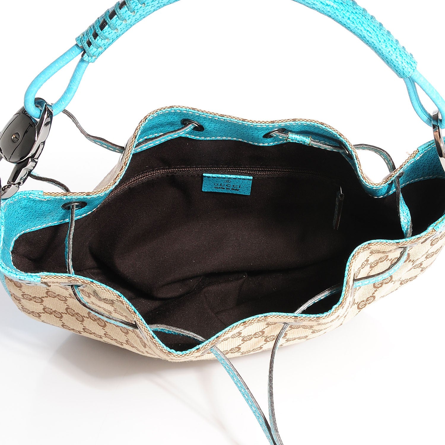 Gucci Monogram Drawstring Hobo Turquoise 7 of 7