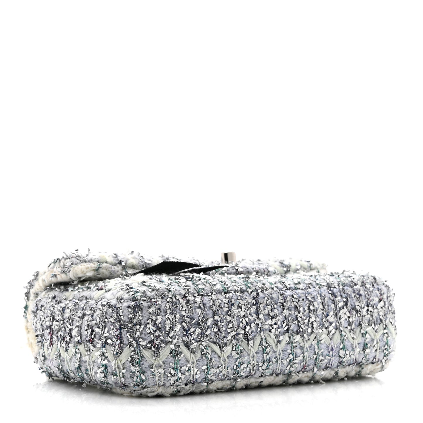 Glittered Tweed Quilted Mini Rectangular Flap Light Blue