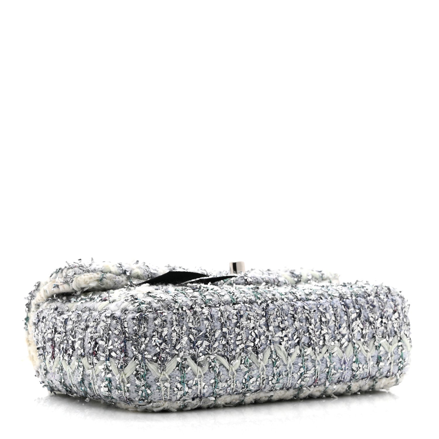 Chanel Glittered Tweed Quilted Mini Rectangular Flap Light Blue 4 of 10