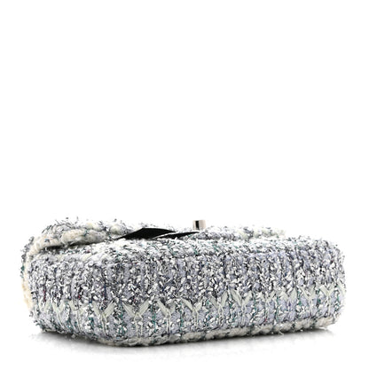 Chanel Glittered Tweed Quilted Mini Rectangular Flap Light Blue 4 of 10