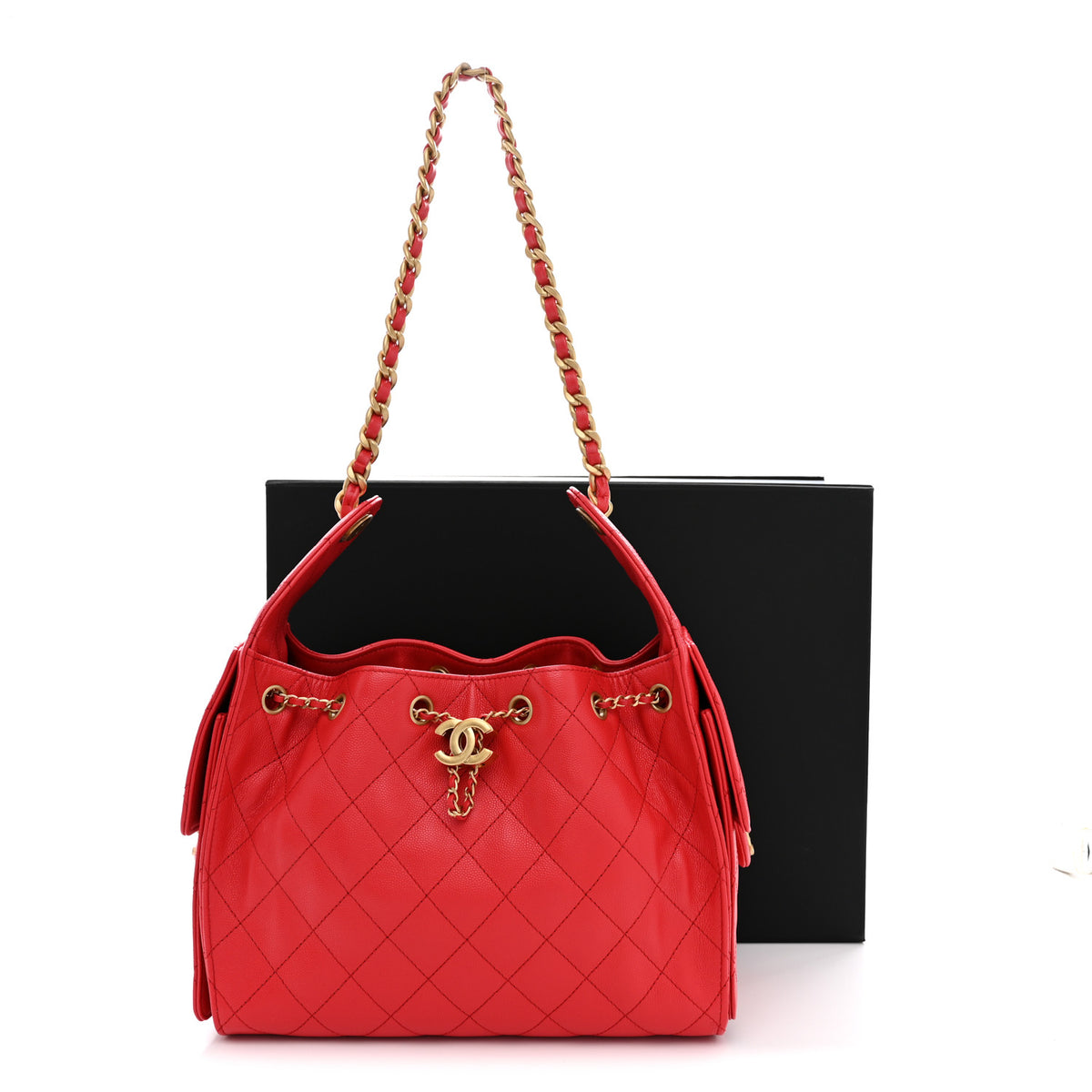 Caviar Quilted Small Chanel 25 Handbag Dark Red