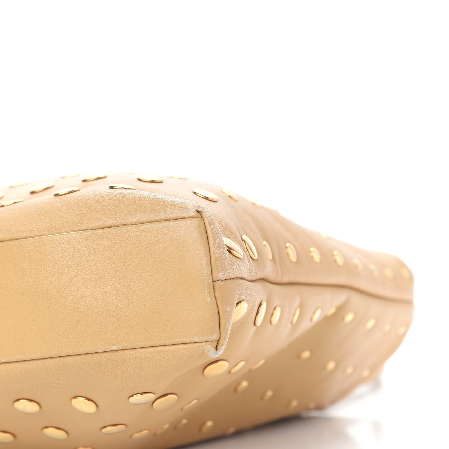 Calfskin Studded Handbag Beige