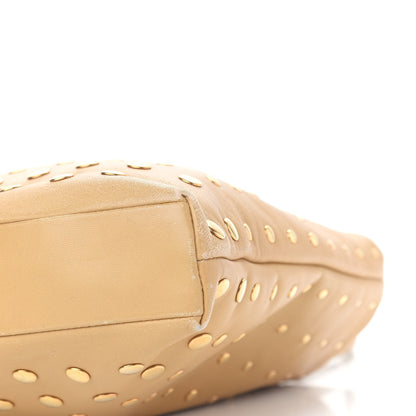 Prada Calfskin Studded Handbag Beige 8 of 9