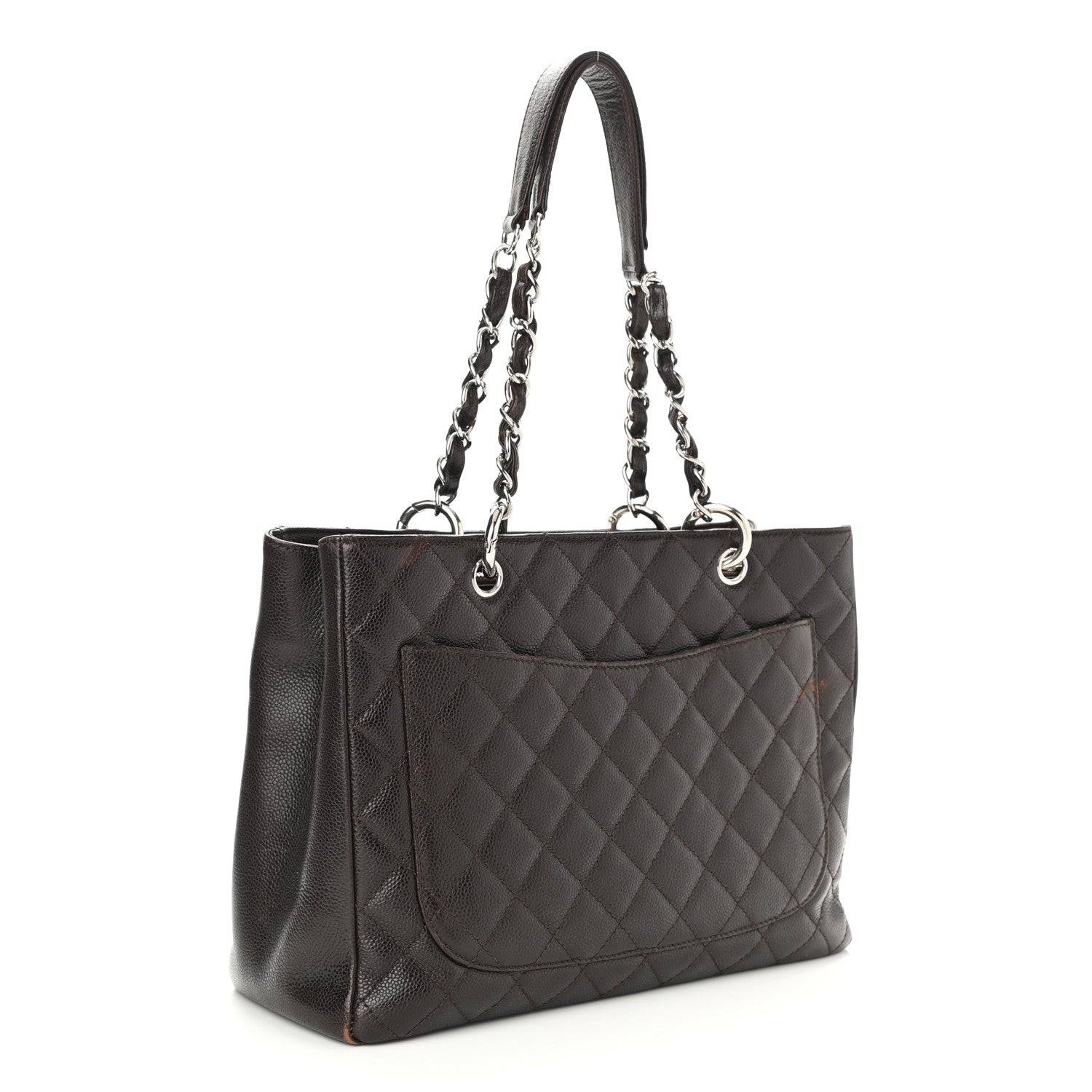 Chanel Caviar Quilted Grand Shopping Tote GST Dark Brown 3 of 12