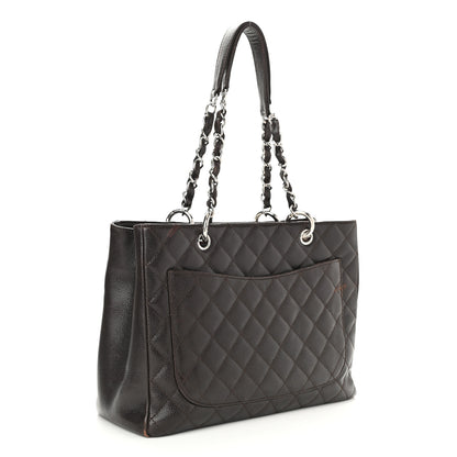 Chanel Caviar Quilted Grand Shopping Tote GST Dark Brown 3 of 12