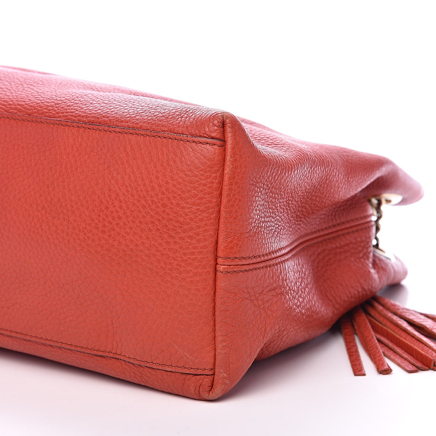 Pebbled Calfskin Medium Soho Chain Shoulder Bag Sun Orange