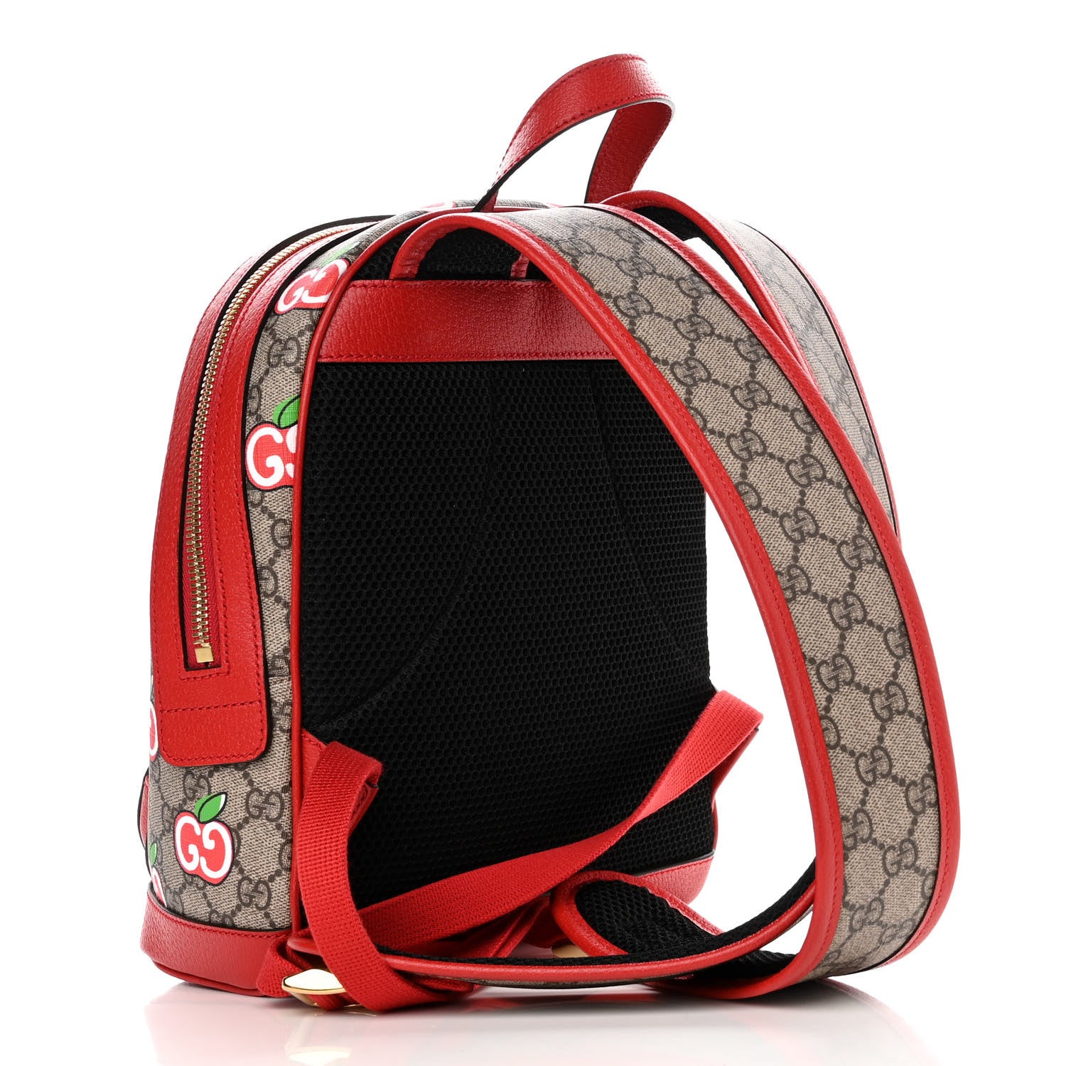 Gucci GG Supreme Monogram Apple Small Retro Interlocking G Day Backpack Beige Multicolor Lobster Red 3 of 9