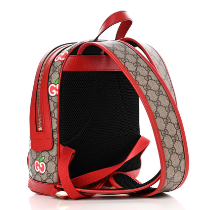 Gucci GG Supreme Monogram Apple Small Retro Interlocking G Day Backpack Beige Multicolor Lobster Red 3 of 9