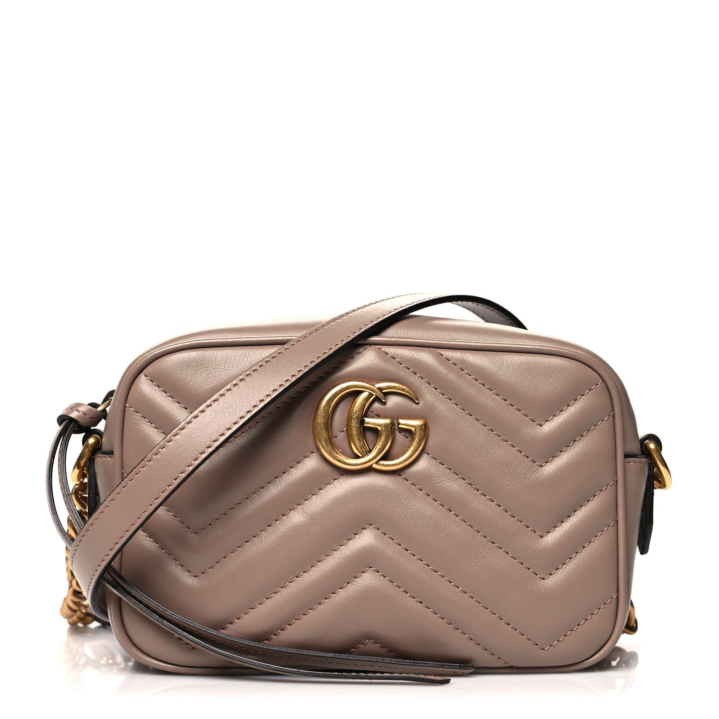 Calfskin Matelasse Mini GG Marmont Chain Shoulder Bag Porcelain Rose