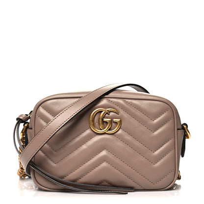 Gucci Calfskin Matelasse Mini GG Marmont Chain Shoulder Bag Porcelain Rose 1 of 11