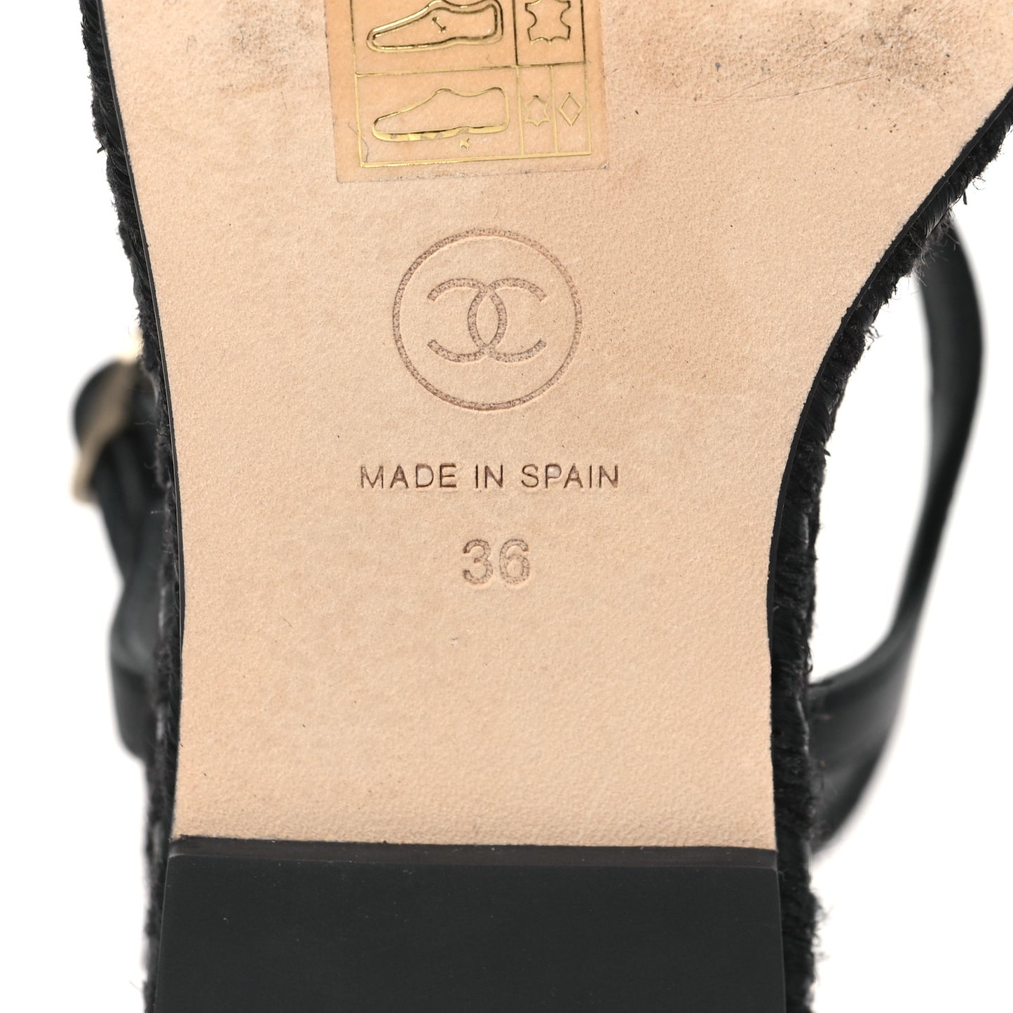 Lambskin Grosgrain CC Espadrilles Wedges 36 Black