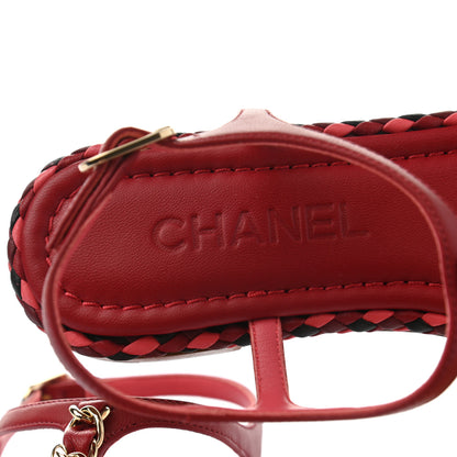 Chanel Lambskin Chain Thong Sandals 36 Dark Red 7 of 8