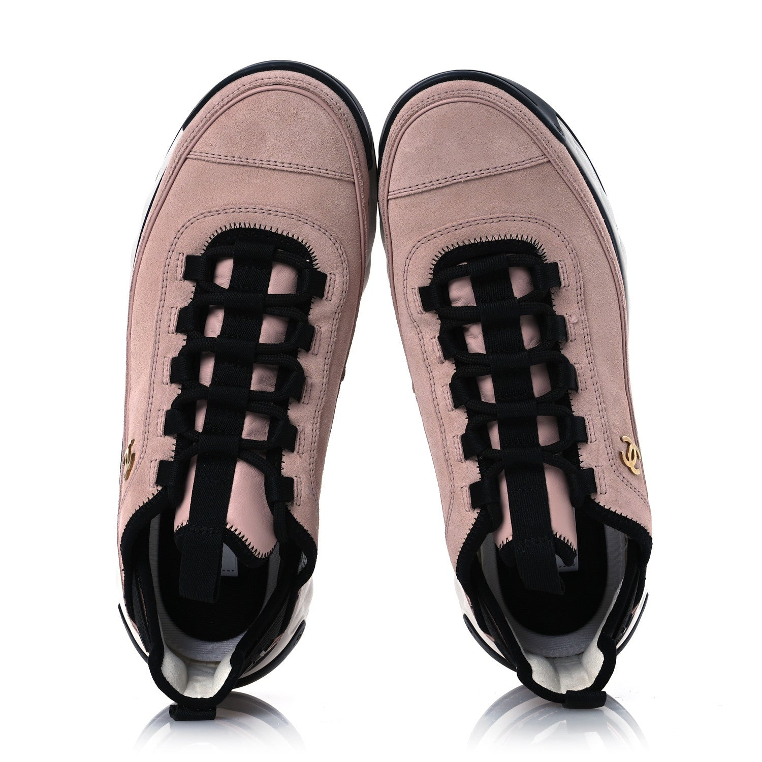 Chanel Suede Calfskin Nylon Grosgrain CC Sneakers 40 Light Pink 2 of 13