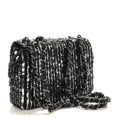 Chanel Sequin Lambskin Small Flap Black Silver 3 of 10
