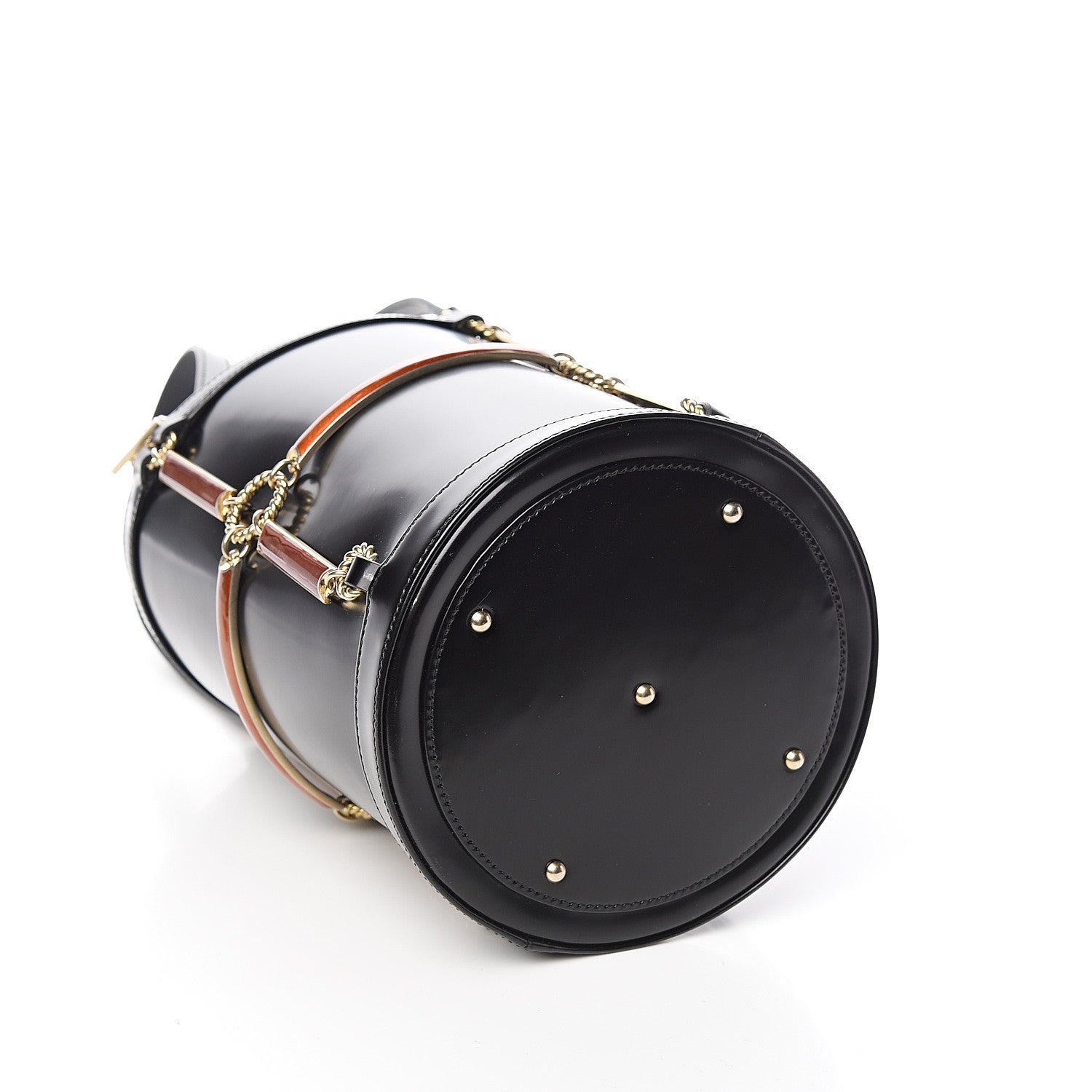 Gucci Lambskin Vinyl Enamel Mini Bucket Bag Black Ruggine 3 of 10