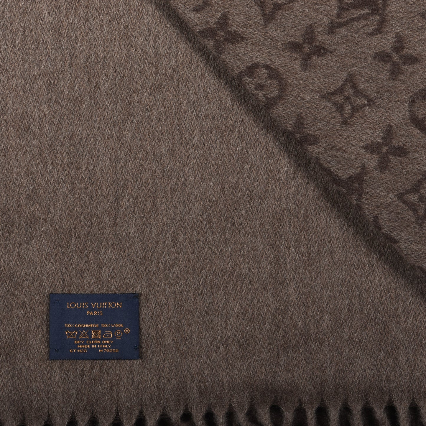 Cashmere Wool Monogram Gradient Scarf Noisette