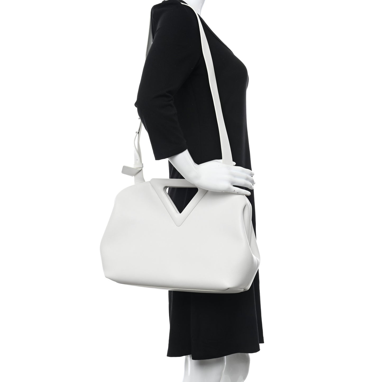 Calfskin Large The Point Triangle Bag Chalk