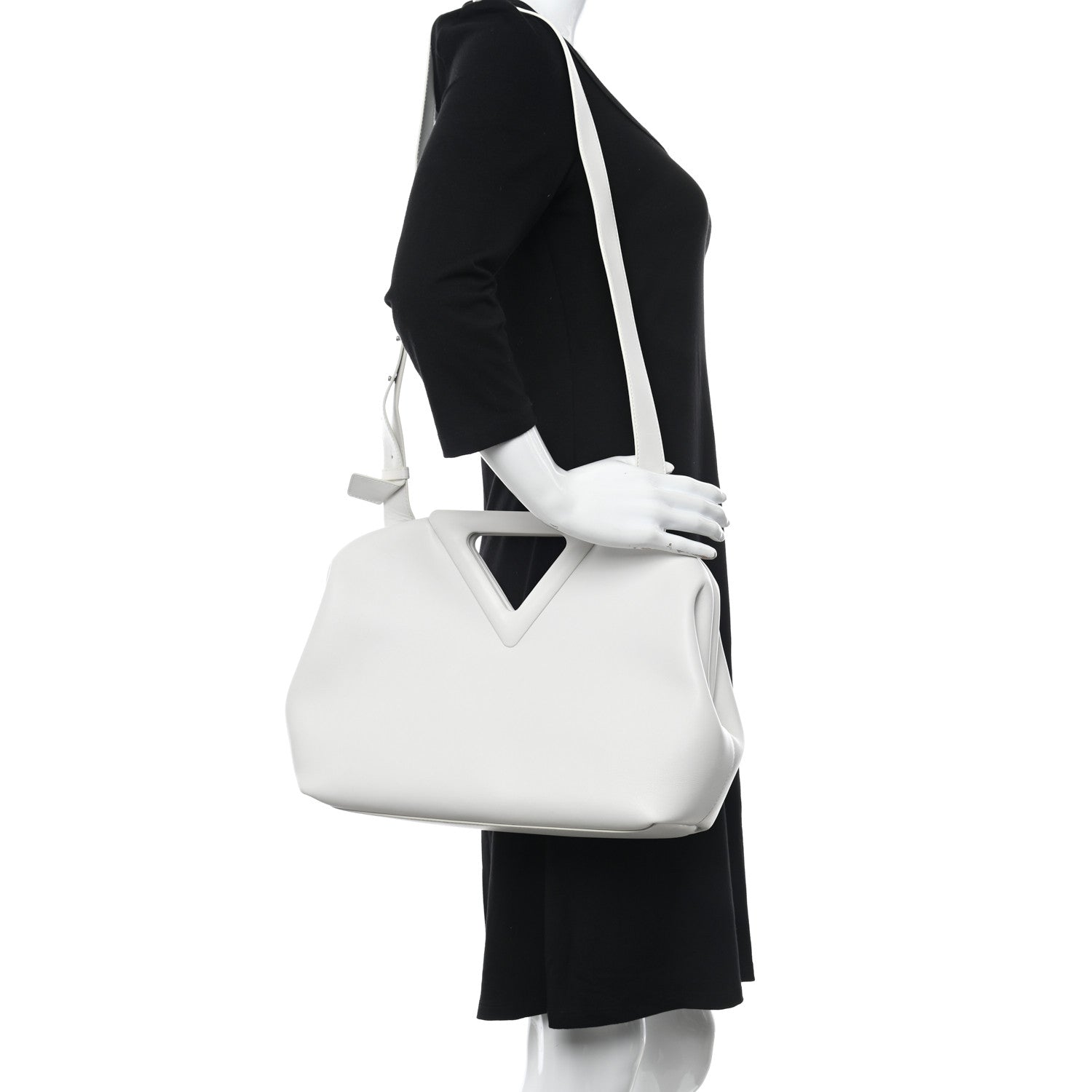Bottega Veneta Calfskin Large The Point Triangle Bag Chalk 2 of 7