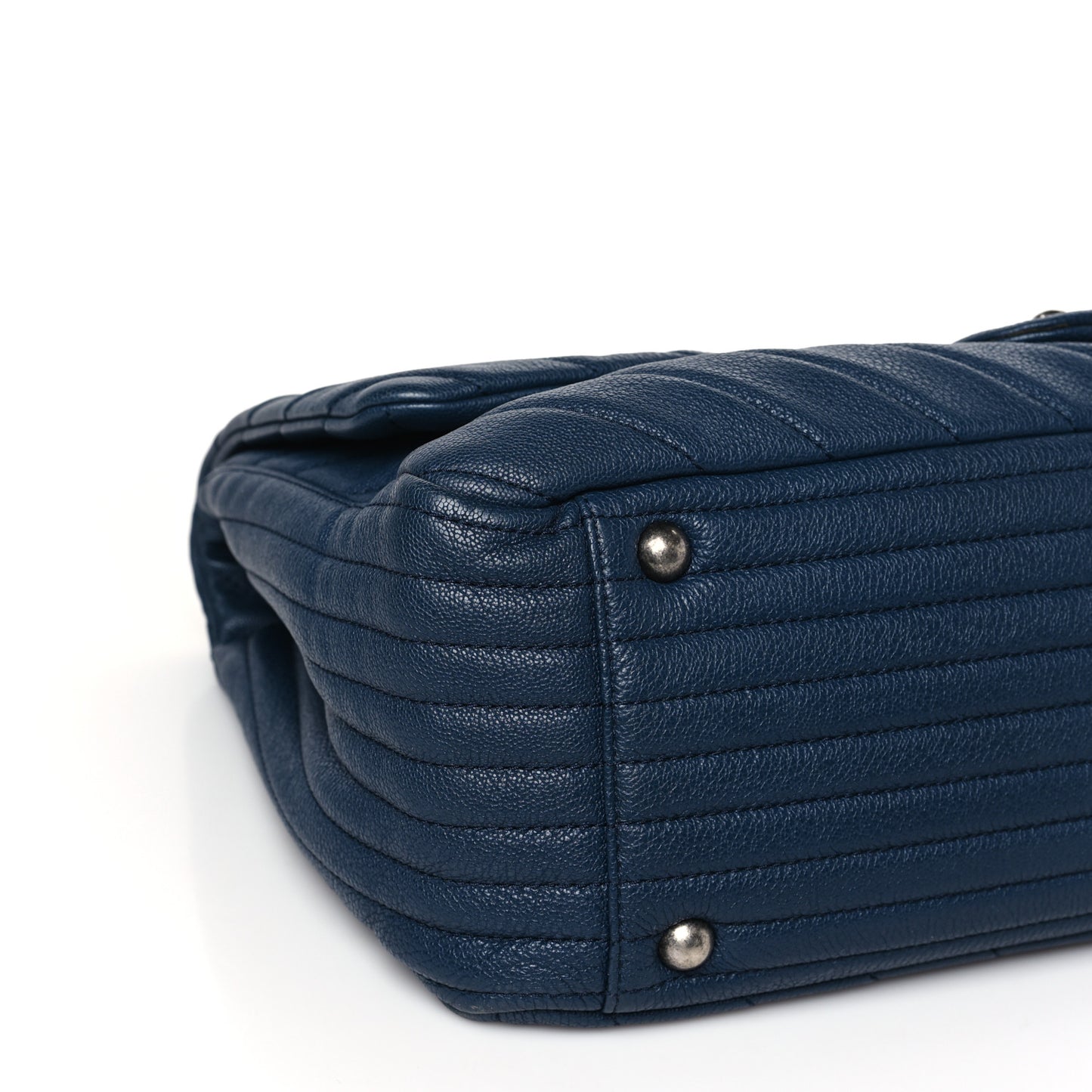 Calfskin Chevron Quilted XXL Travel Flap Bag Blue