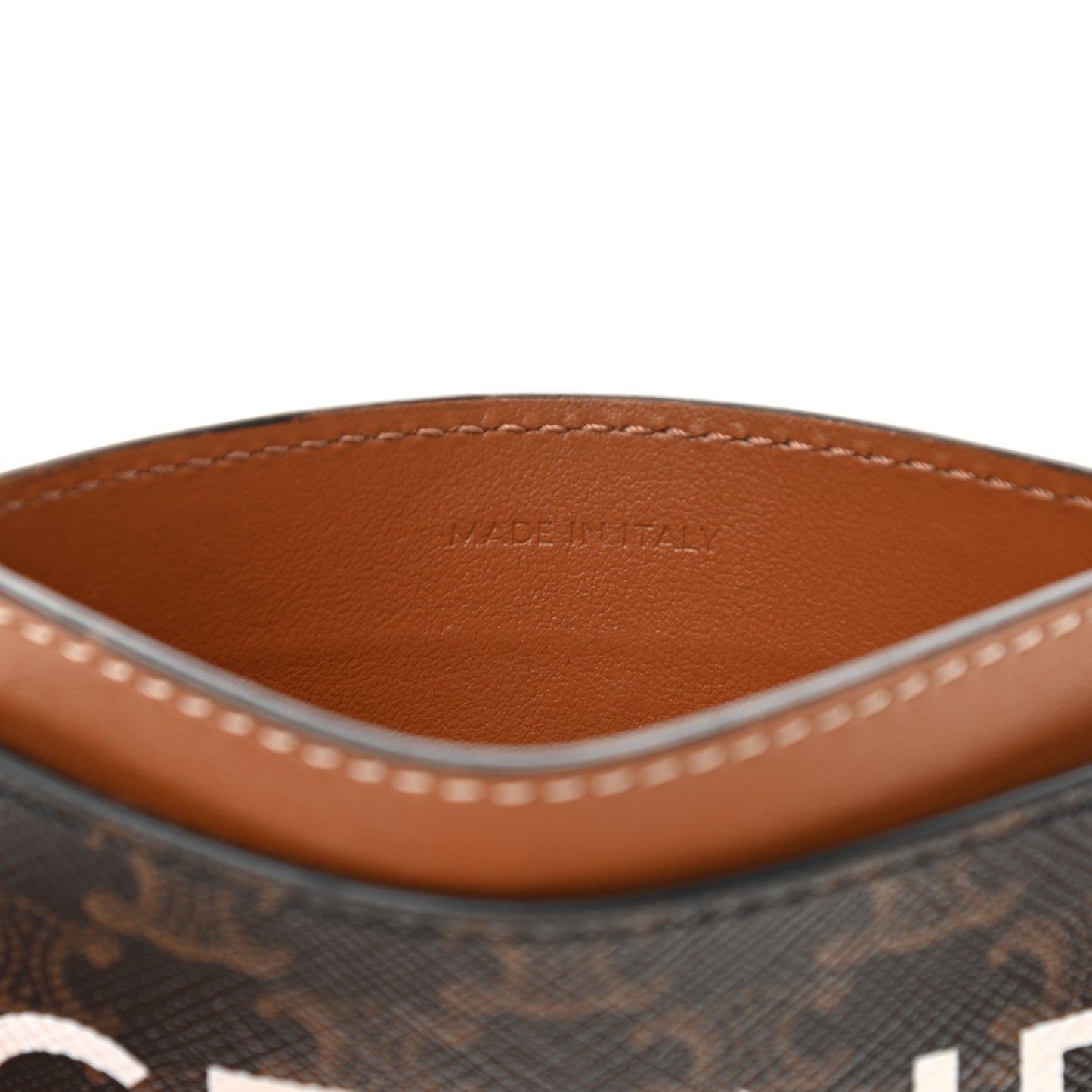 Triomphe Canvas Card Holder Tan