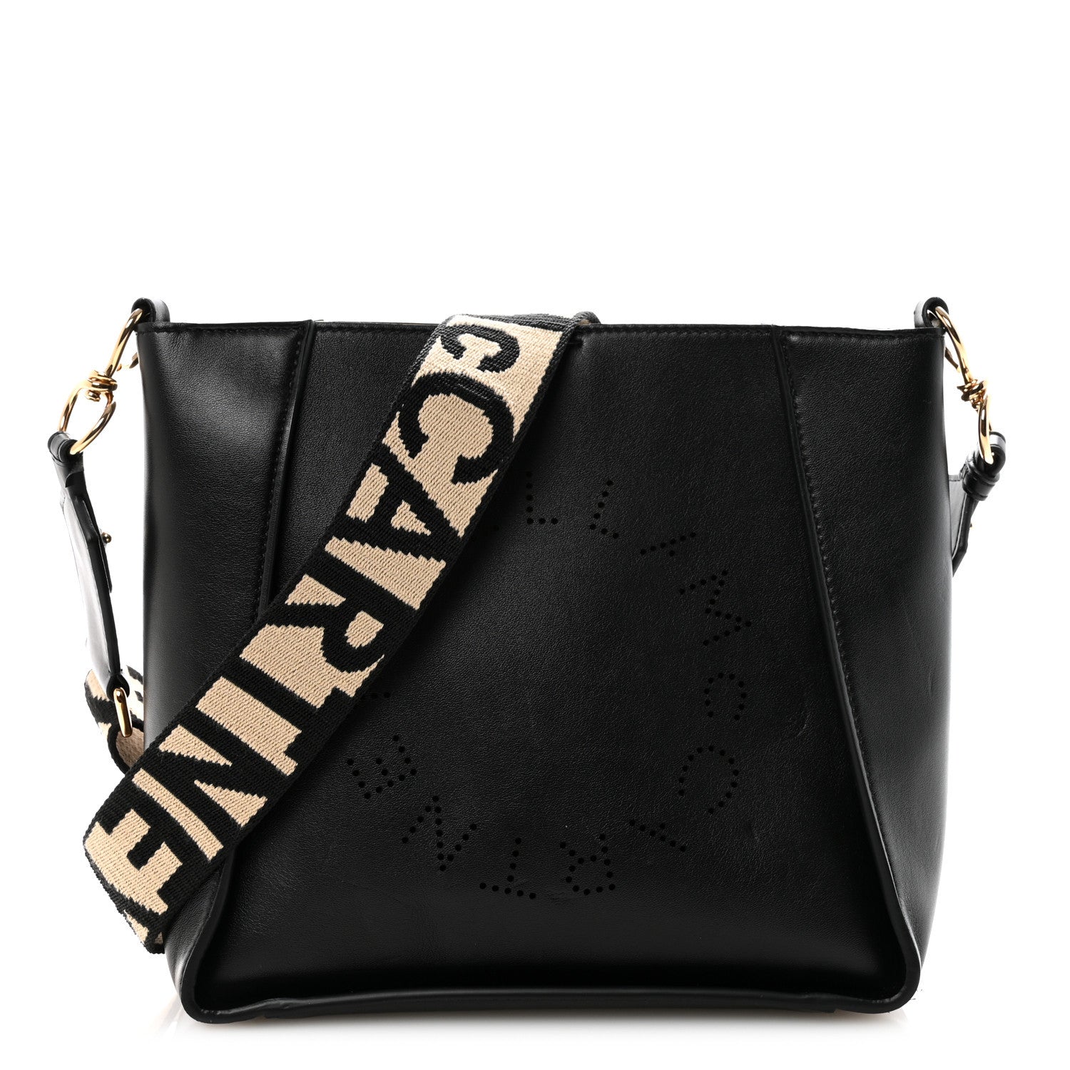 Stella McCartney Eco Alter Nappa Perforated Logo Mini Crossbody Black 1 of 9