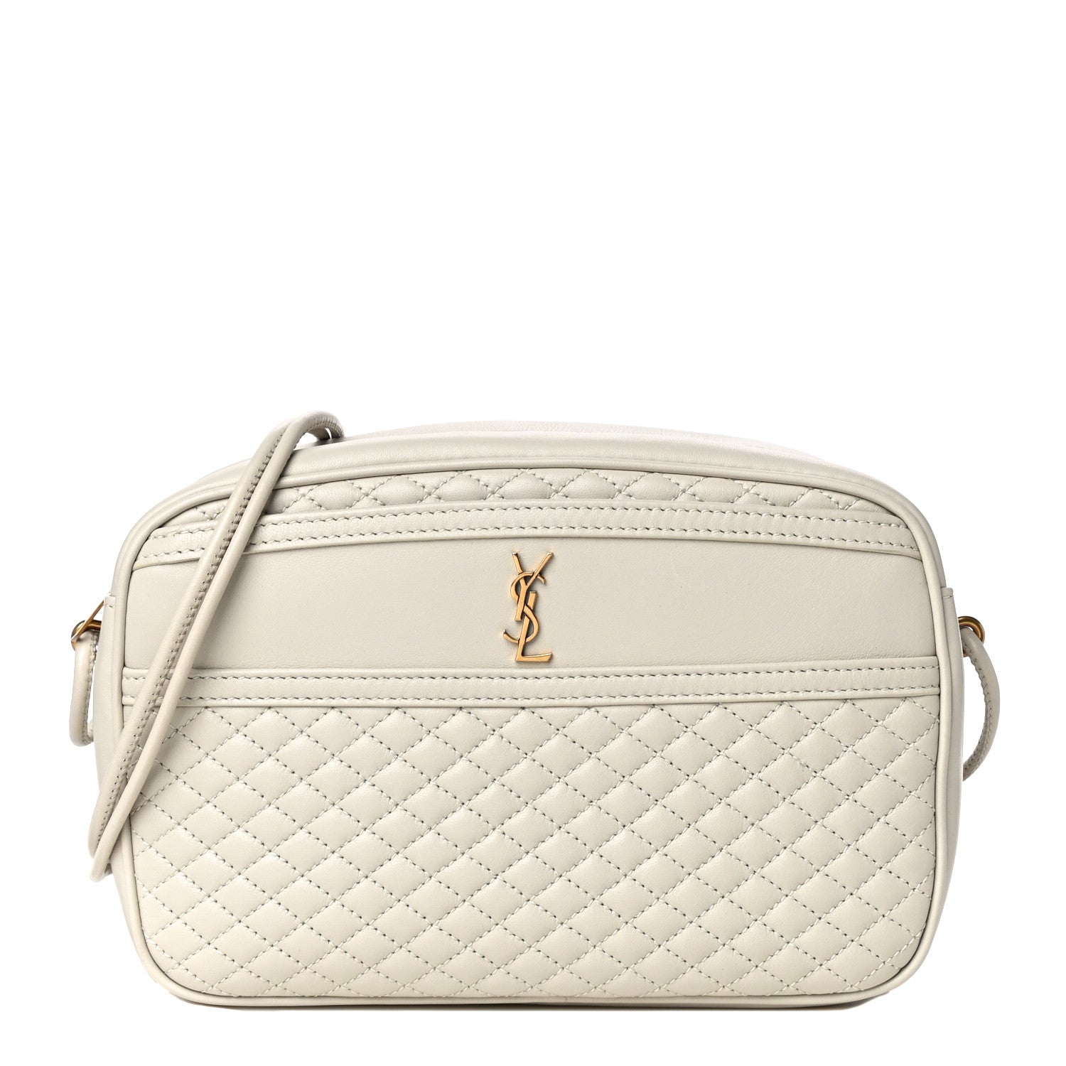 Saint Laurent Lambskin Quilted Victoire Camera Bag Blanc Vintage 1 of 9