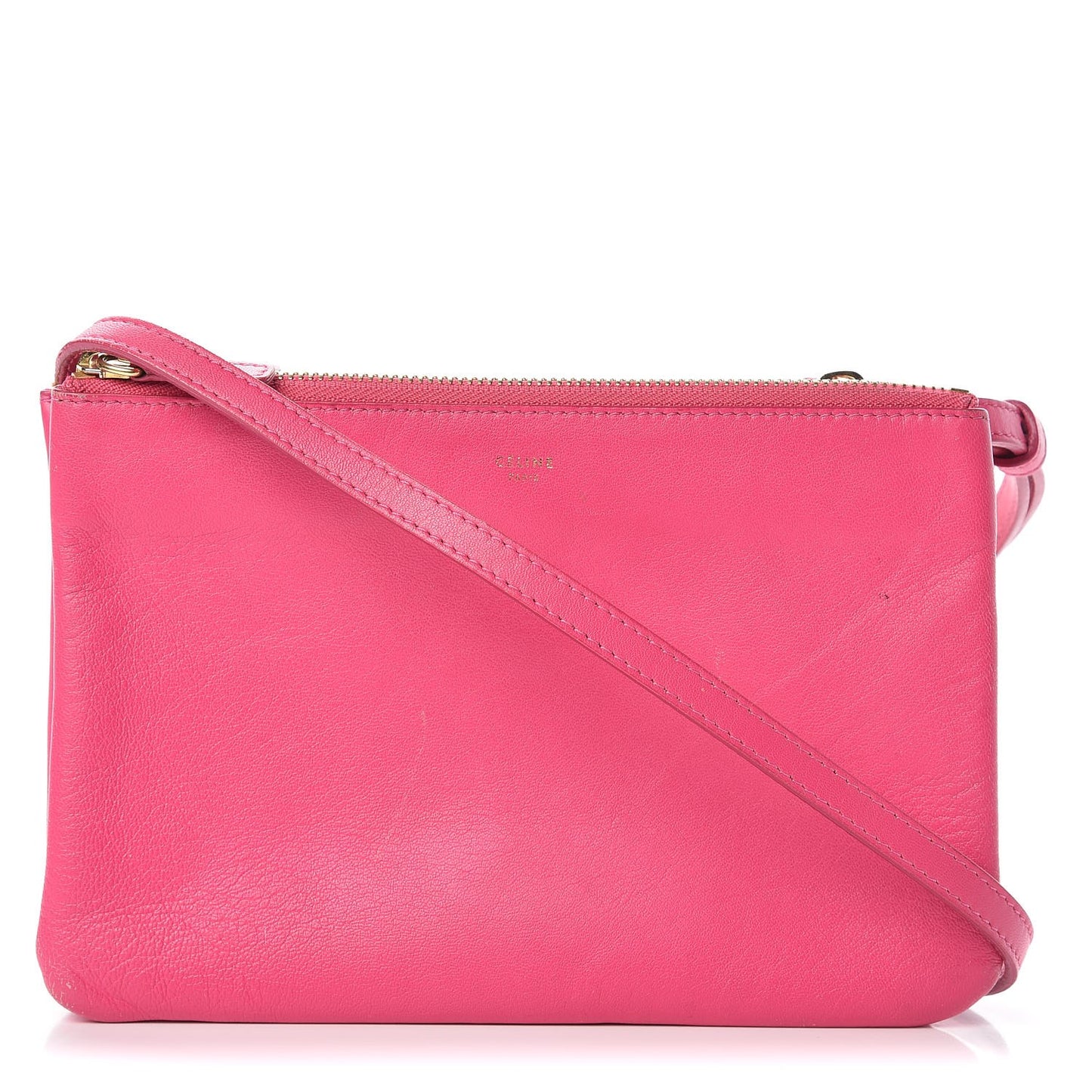Lambskin Small Trio Crossbody Bag Fluo Fuchsia