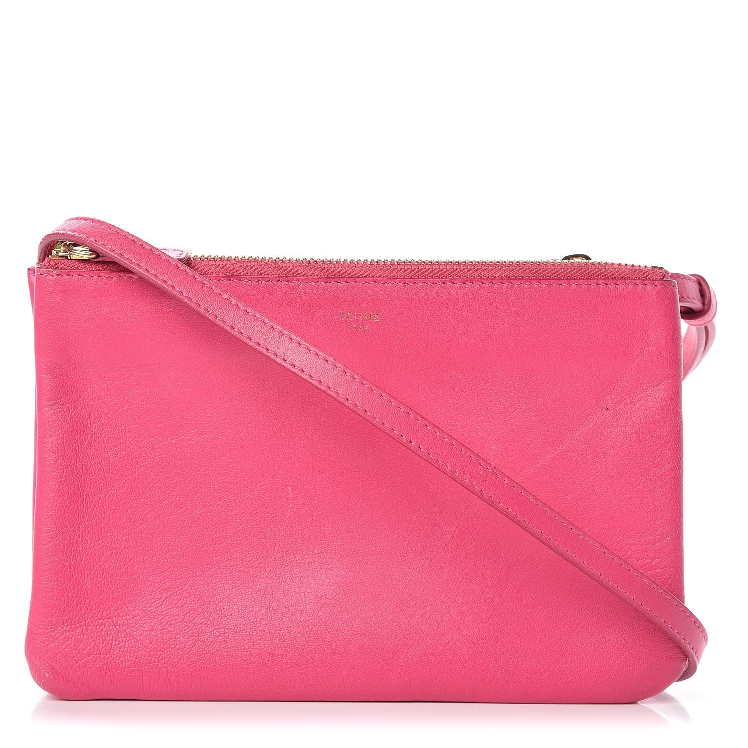 Celine Lambskin Small Trio Crossbody Bag Fluo Fuchsia 1 of 20