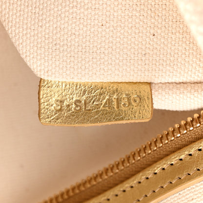 Celine Canvas Calfskin Logo Print Small Horizontal Cabas Gold 8 of 12