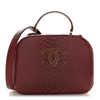 Chanel Snakeskin Calfskin Quilted Small Coco Curve Vanity Burgundy 1 of 14
