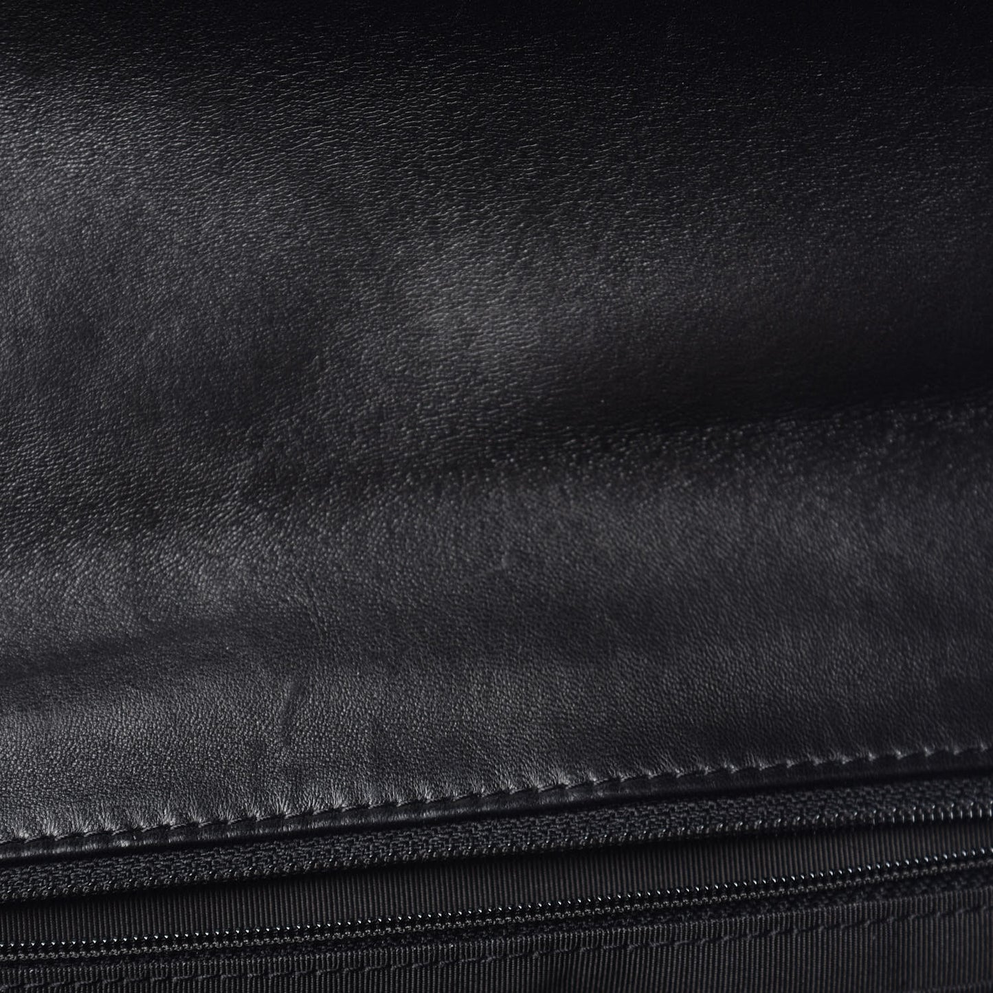 Lambskin Chevron Jumbo Leo Lion Flap Black
