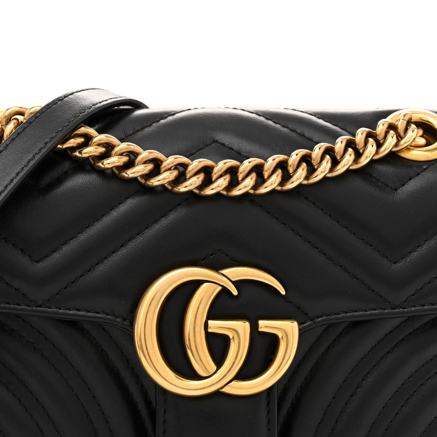 Calfskin Matelasse Mini GG Marmont Shoulder Bag Black