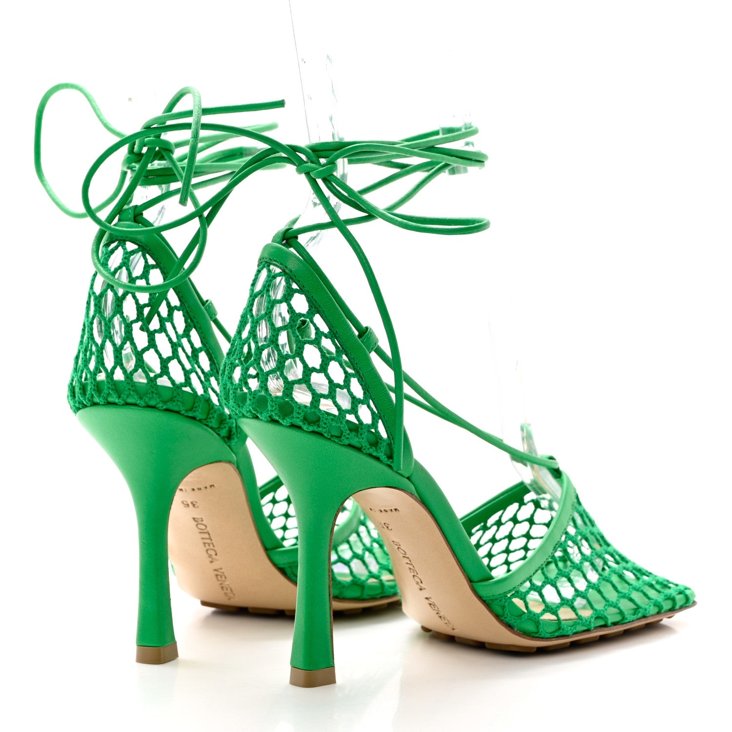 Bottega Veneta Mesh Nappa Stretch Ankle Tie 90mm Sandals 35 Grass 4 of 9