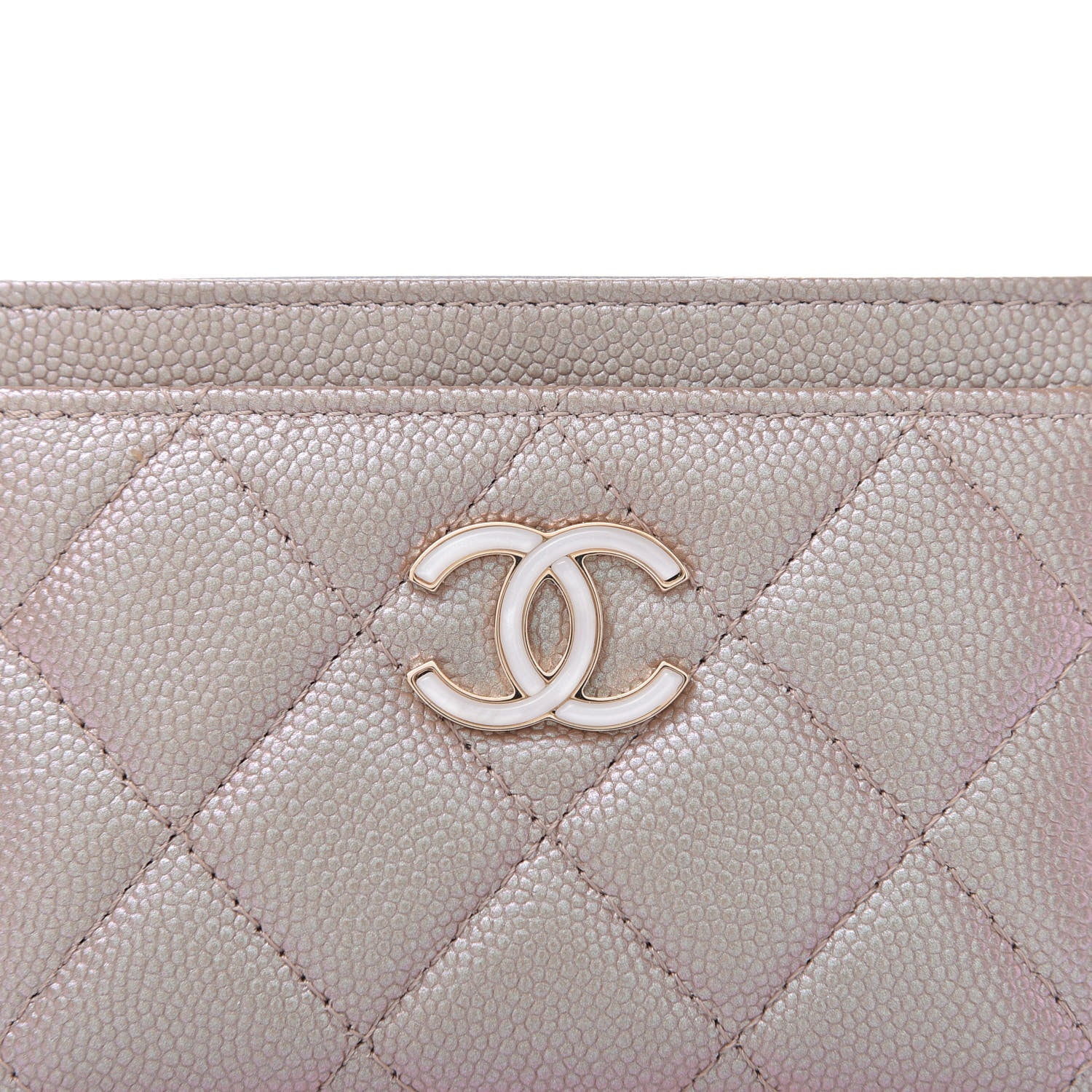 Chanel Iridescent Caviar Quilted Card Holder Beige 9 of 9