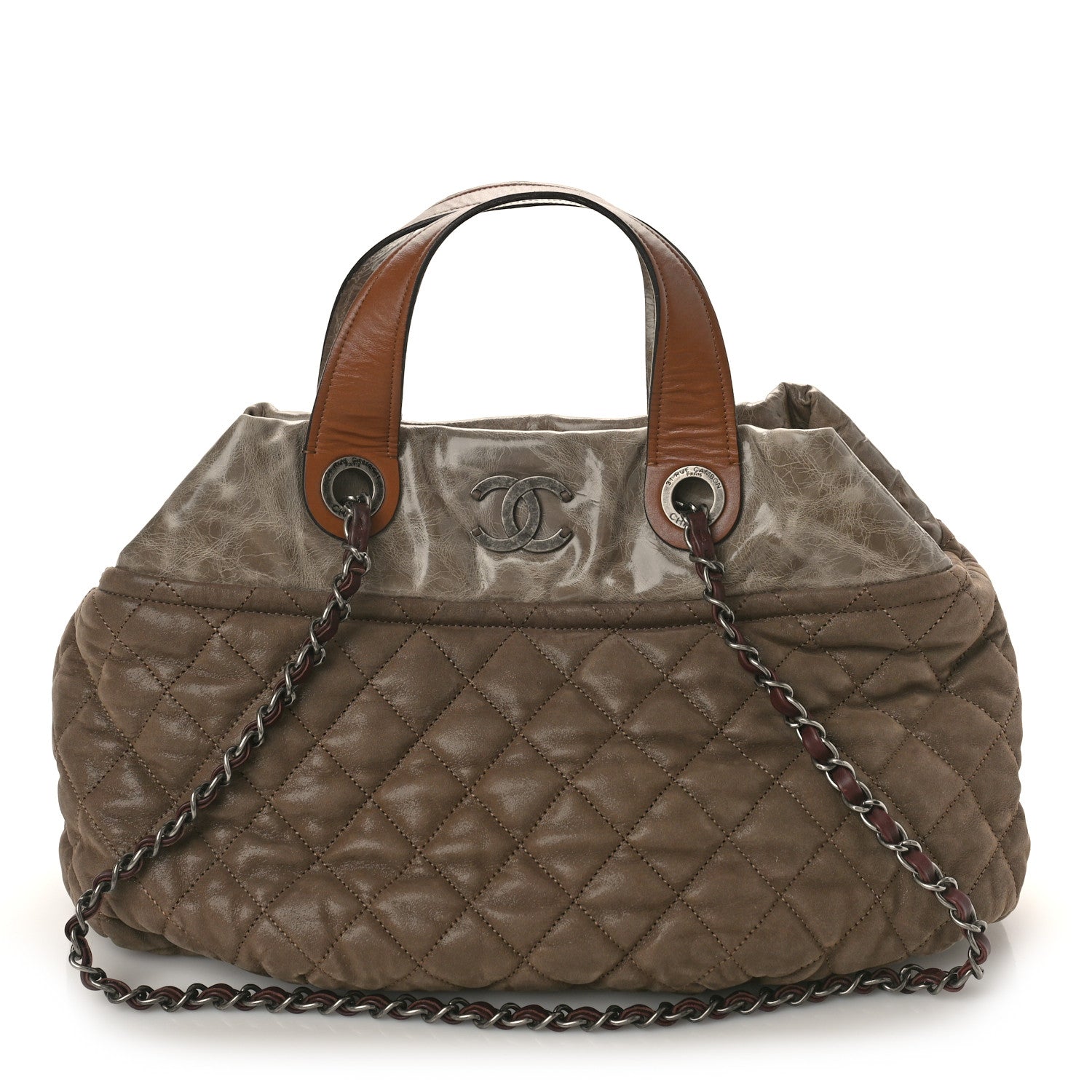 Chanel Iridescent Calfskin Quilted Small In The Mix Tote Khaki 1 of 14