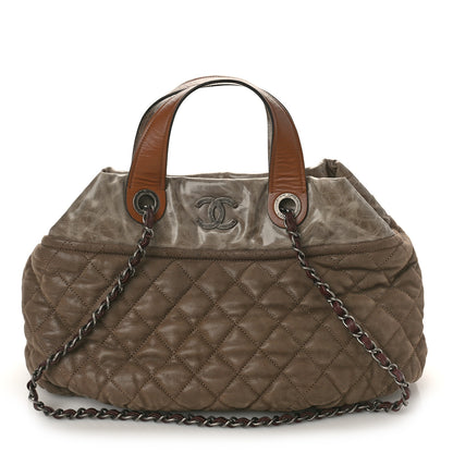 Chanel Iridescent Calfskin Quilted Small In The Mix Tote Khaki 1 of 14