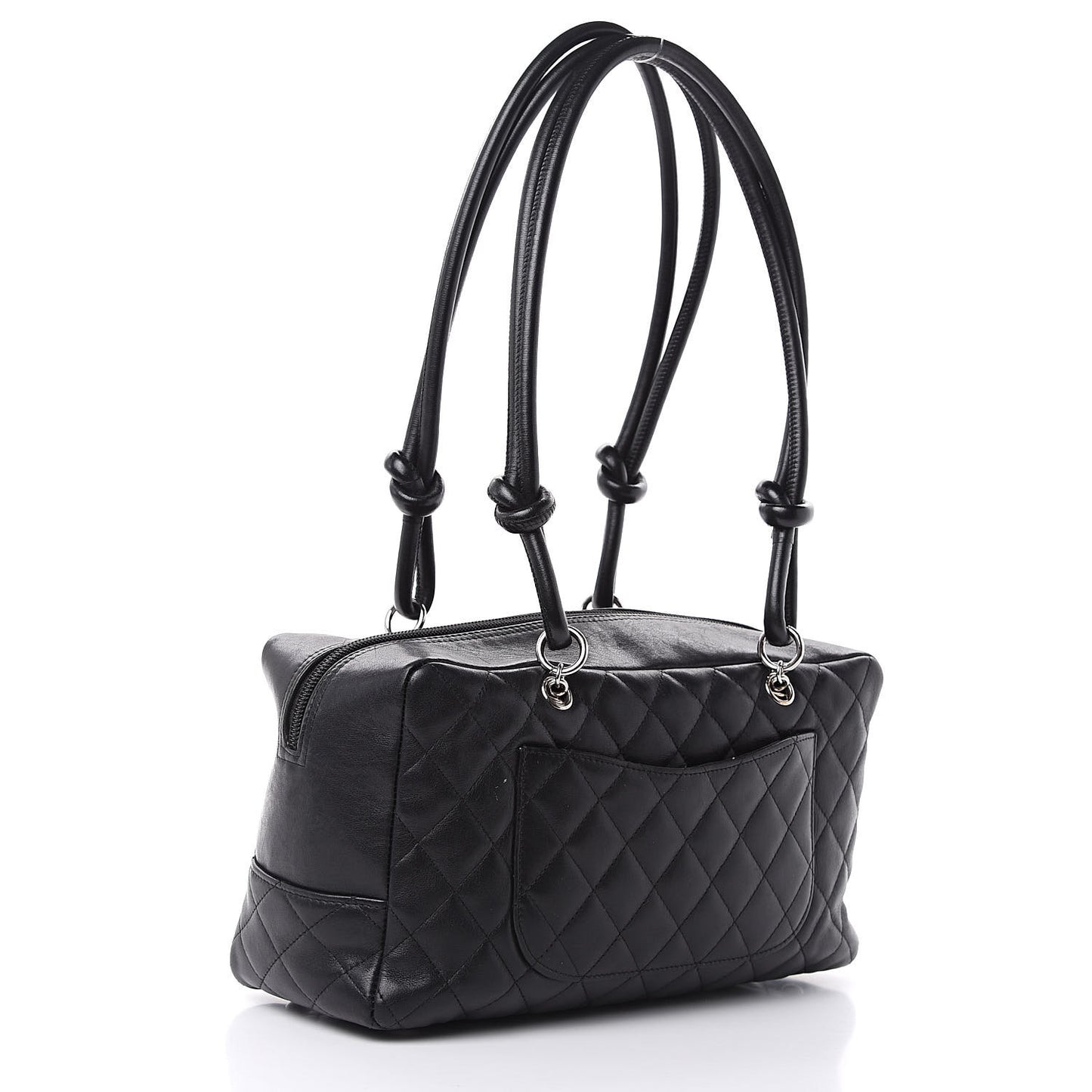Calfskin Quilted Large Cambon Bowler Black White
