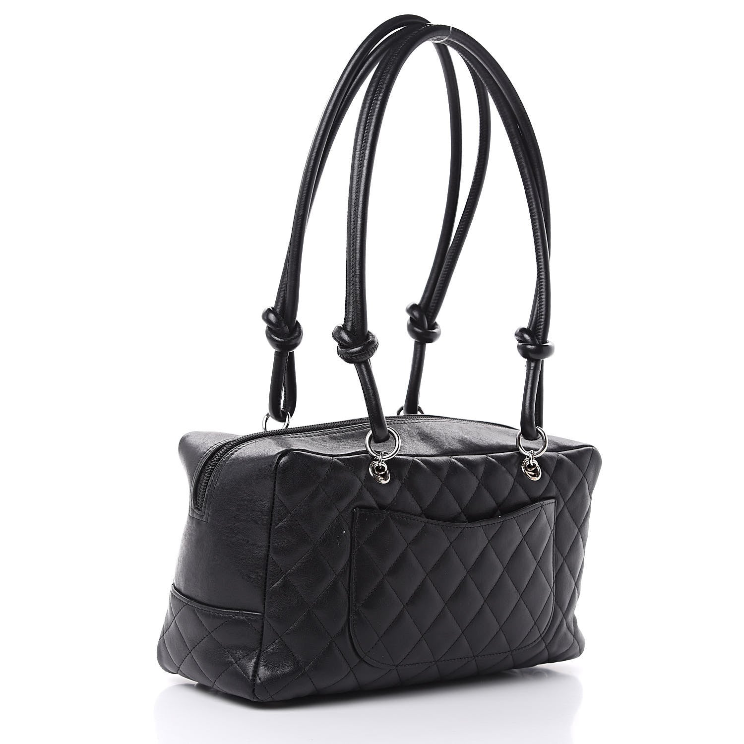 Chanel Calfskin Quilted Large Cambon Bowler Black White 3 of 16