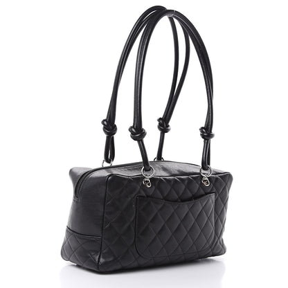Chanel Calfskin Quilted Large Cambon Bowler Black White 3 of 16
