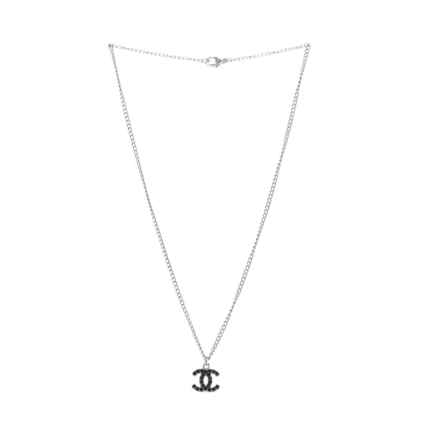 Crystal CC Necklace Silver Black