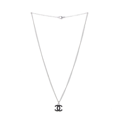 Chanel Crystal CC Necklace Silver Black 3 of 5