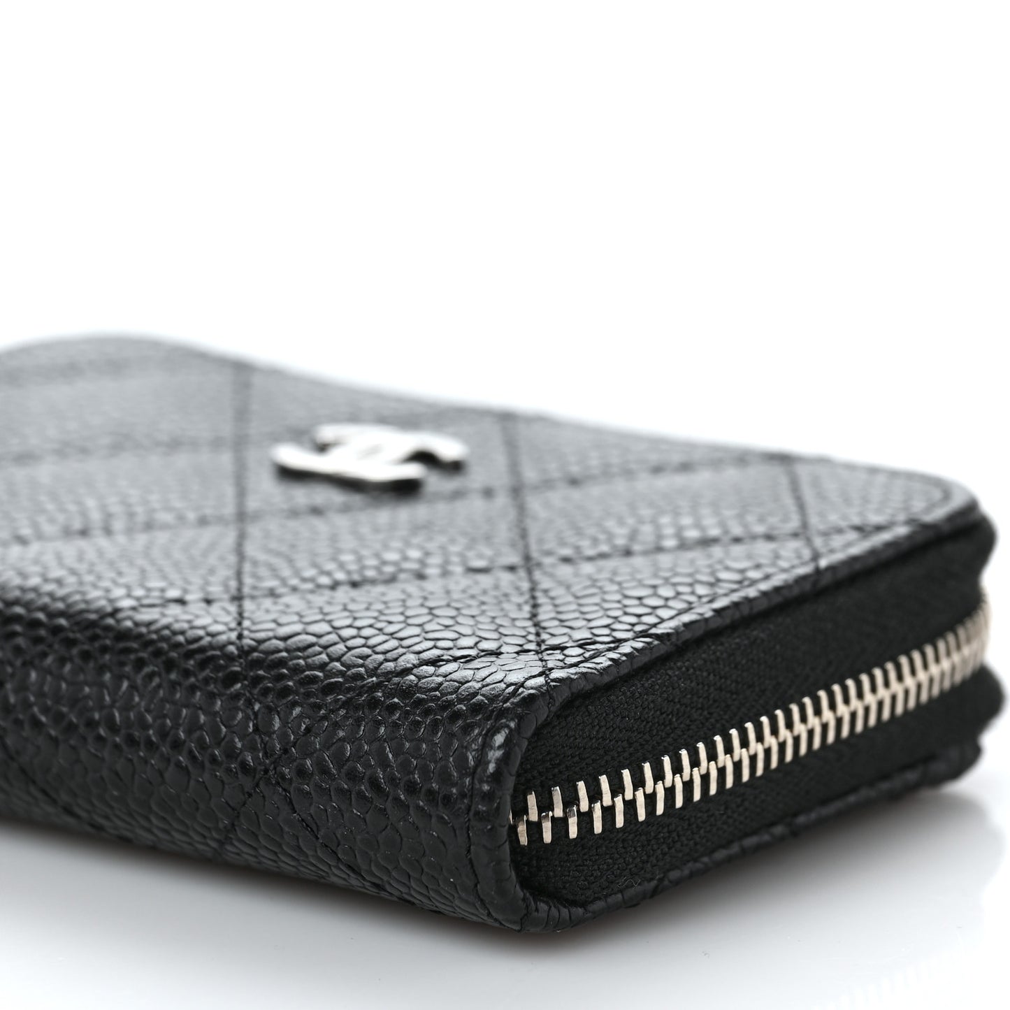 Caviar Quilted Classic Zipped Coin Purse Black
