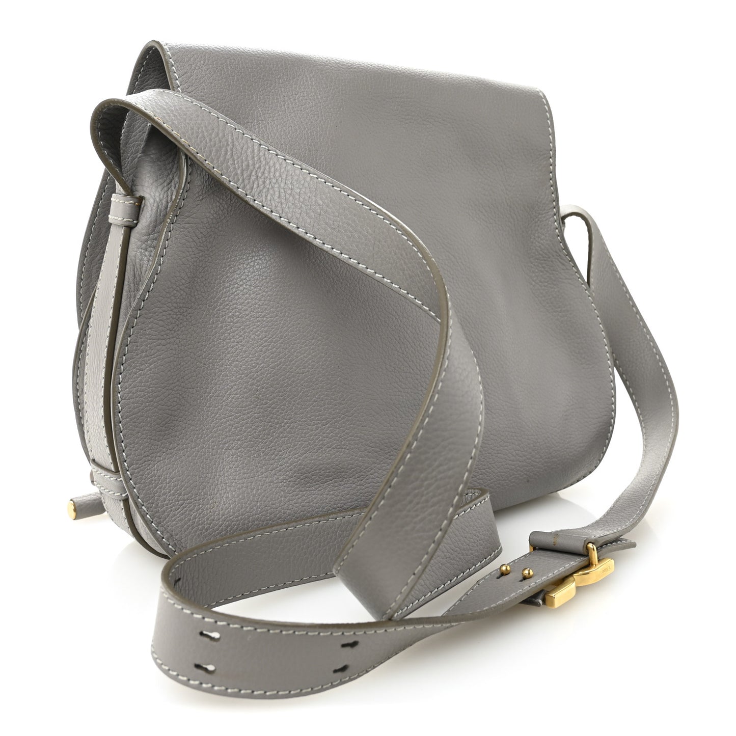 Calfskin Medium Marcie Round Crossbody Bag Cashmere Grey