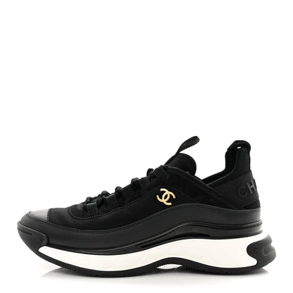 Chanel Velvet Calfskin Mixed Fibers CC Sneakers 37 Black 1 of 9