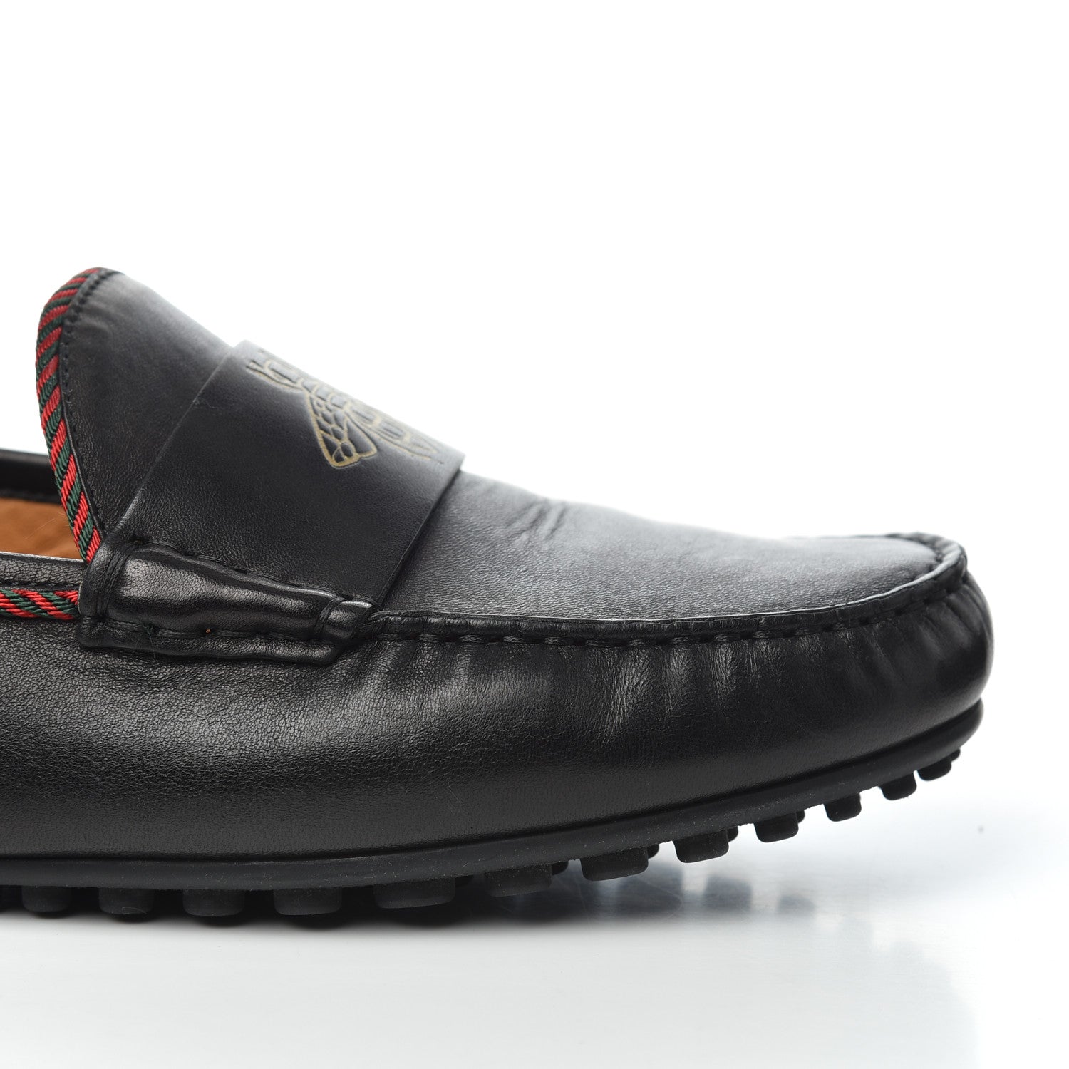 Gucci Nappa Mens Bee Driver Loafers 9.5 Black 12 of 17