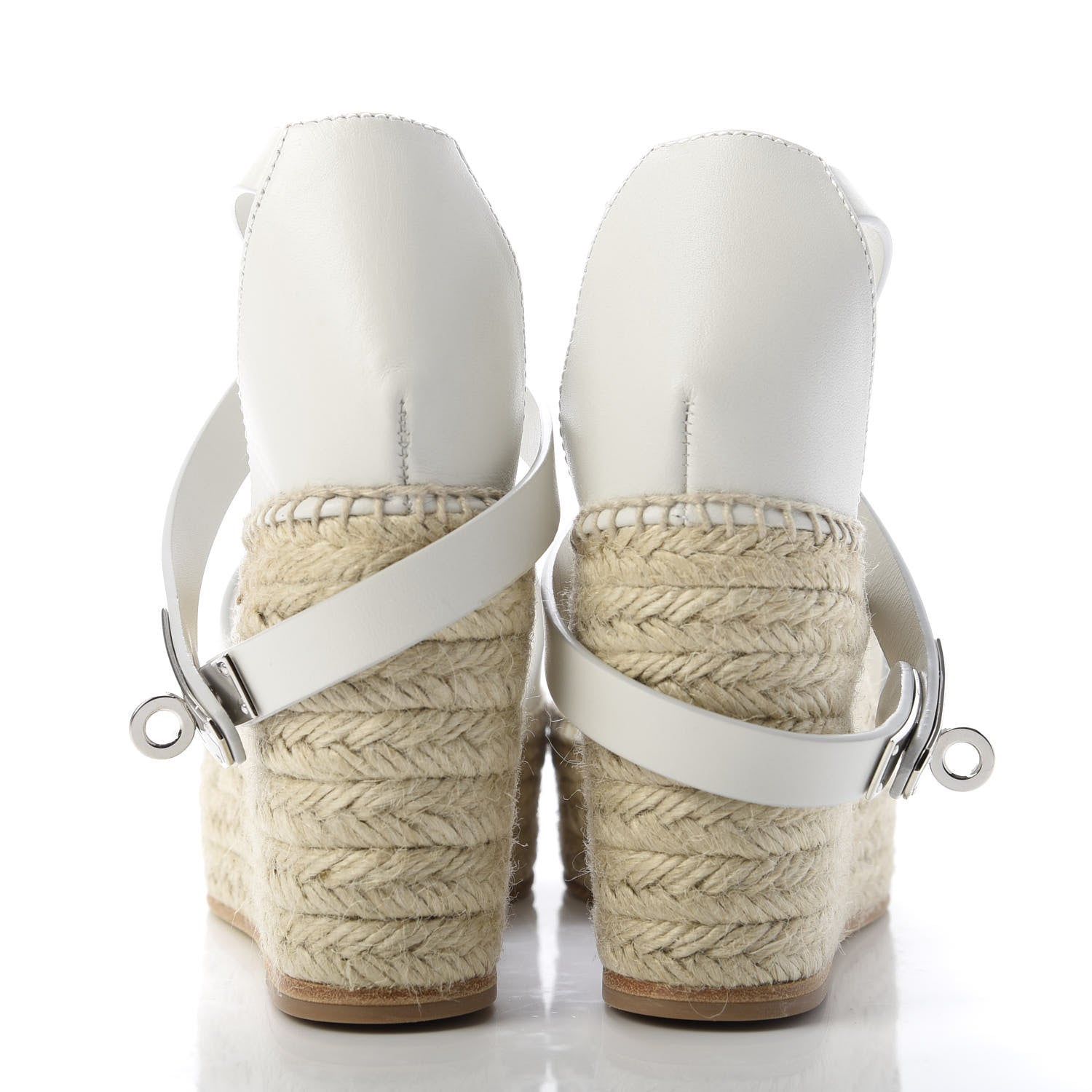 Hermes Calfskin Tivoli Espadrille Wedge Sandals 36 White 6 of 9