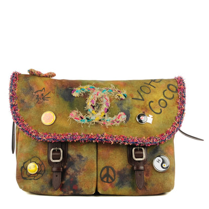 Chanel Washed Toile Large Graffiti On The Pavements Messenger Khaki Multicolor 1 of 8