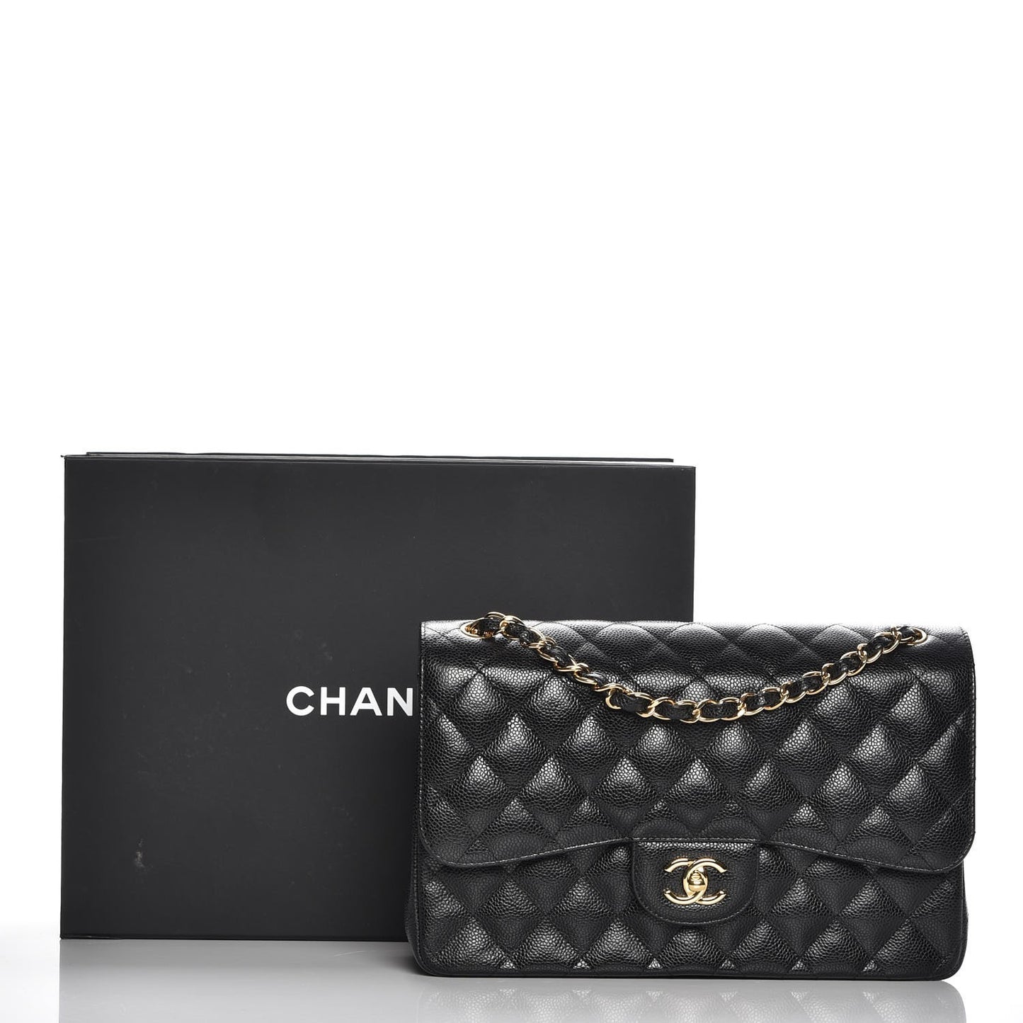Caviar Quilted Jumbo Double Flap Black