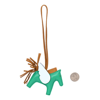 Hermes Milo Lambskin Grigri Rodeo Pegase Horse Bag Charm PM Menthe Sesame Bleu Brume 2 of 4